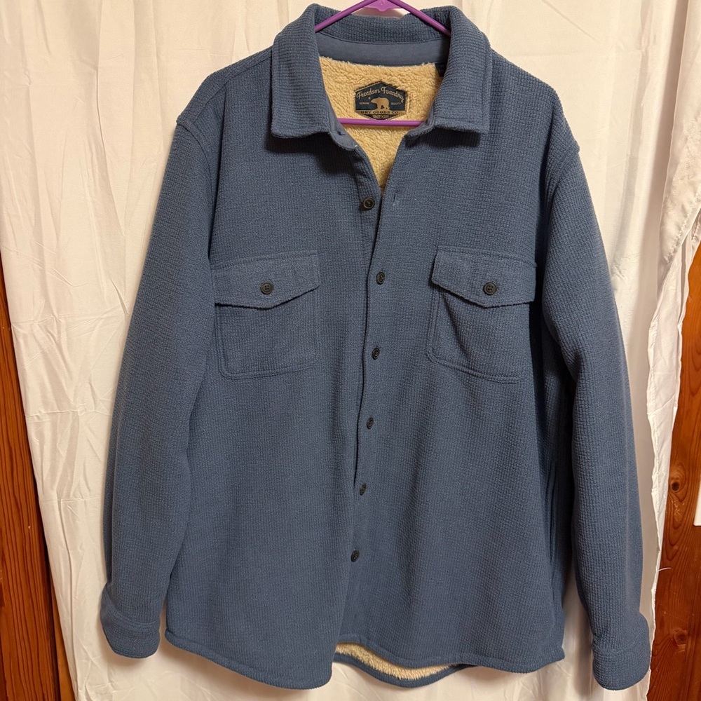 Freedom‎ Foundry brand Men's Blue Sherpa Lined Shirt Jacket